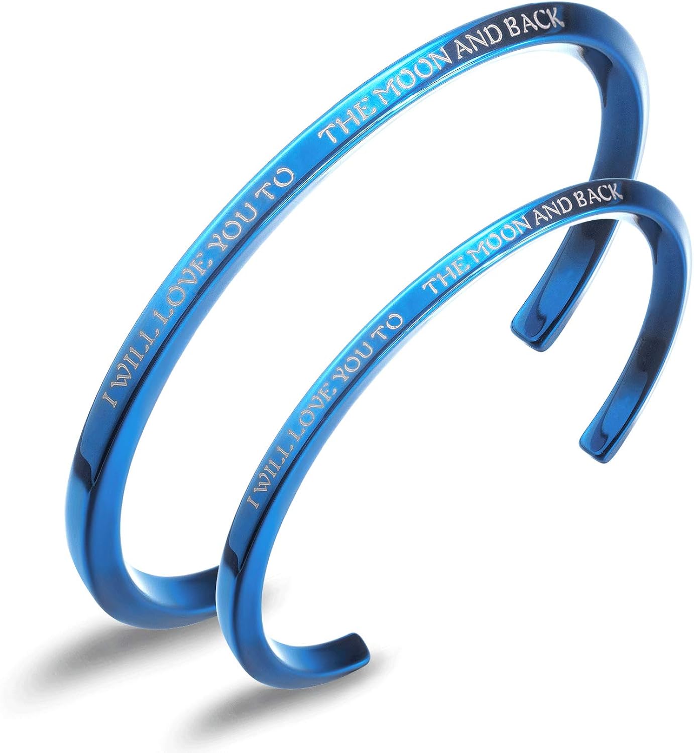 Rockyu ジュエリー 永遠の愛 ペア バングル ブレスレット メンズ 刻印 フリーサイズ腕輪 青 多面 シンプル 高級感のあるチタン製 ステンレス 金属アレルギー対応 記念日 プレゼント (青男)