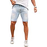 GINGTTO Men's Jean Shorts Ripped Slim Fit Stretch Denim Shorts
