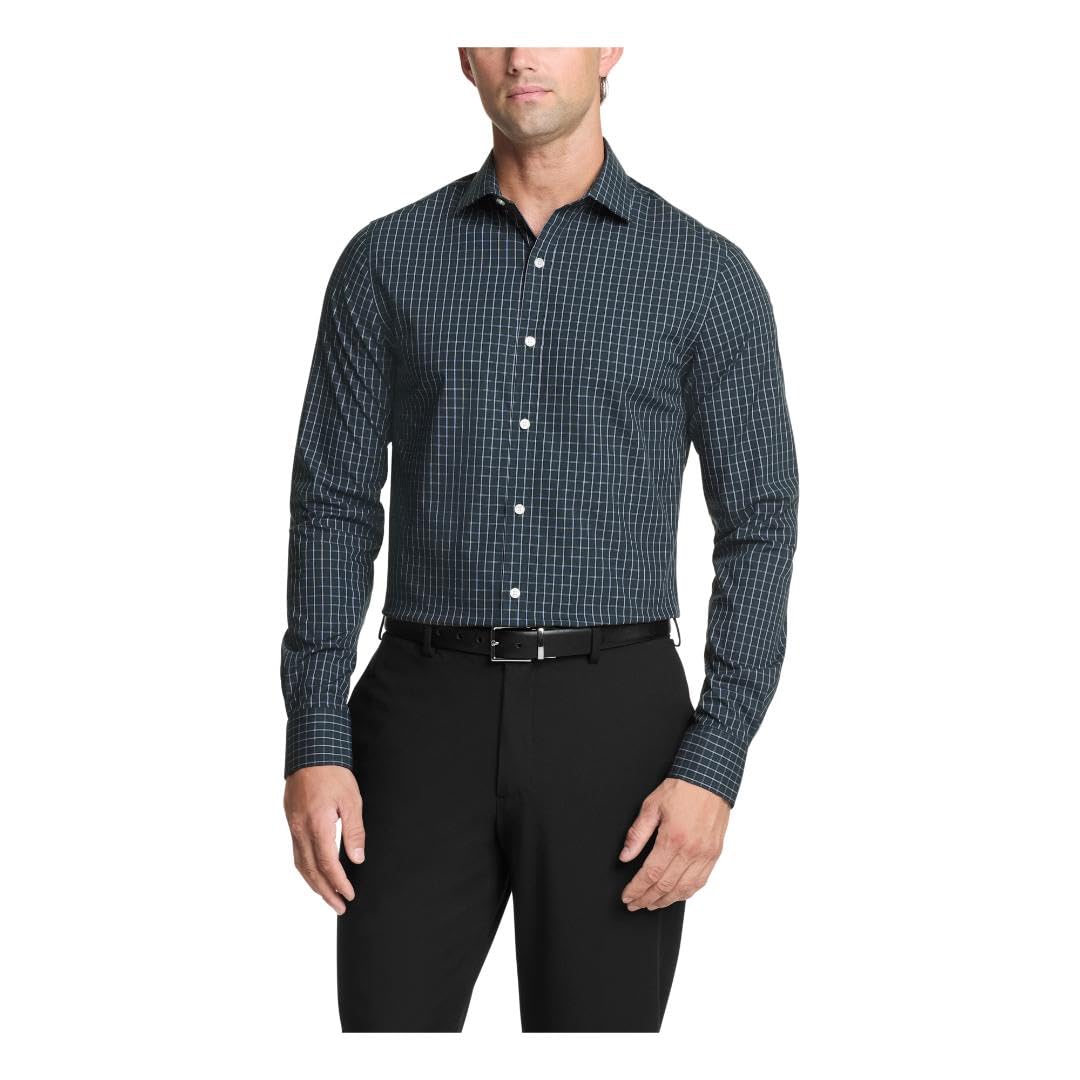 Tommy Hilfiger Men’s Dress Shirt Slim Fit Stretch Twill Deep Green