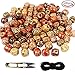 Outuxed 100 Pcs 16mm Large Wooden Beads Assorted Round Painted Pattern Barrel Wood Beads for Jewelry Making Bracelet Loose Spacer Charms