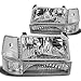 Auto Dynasty Headlights Assembly Compatible with 1992-1996 Ford Bronco F-150 F-250 F-350, 6Pcs Driver Passenger Side Halogen Headlamps Replacement w/Bumper & Corner Lamps, Chrome Housing Clear Corner