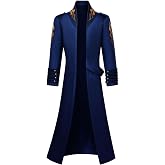 Men's Gothic Long Trench Coat Dark Fantasy Medieval Overcoat for Halloween | Open-Front Long Jacket Game Cosplay Costume Outfit Printed Trim Fantasy Theme Party Wear
