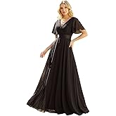Ever-Pretty Women's Summer Short Sleeve Chiffon Empire Waist Floor Length Formal Bridesmaid Dress Mother of Bride Dresses