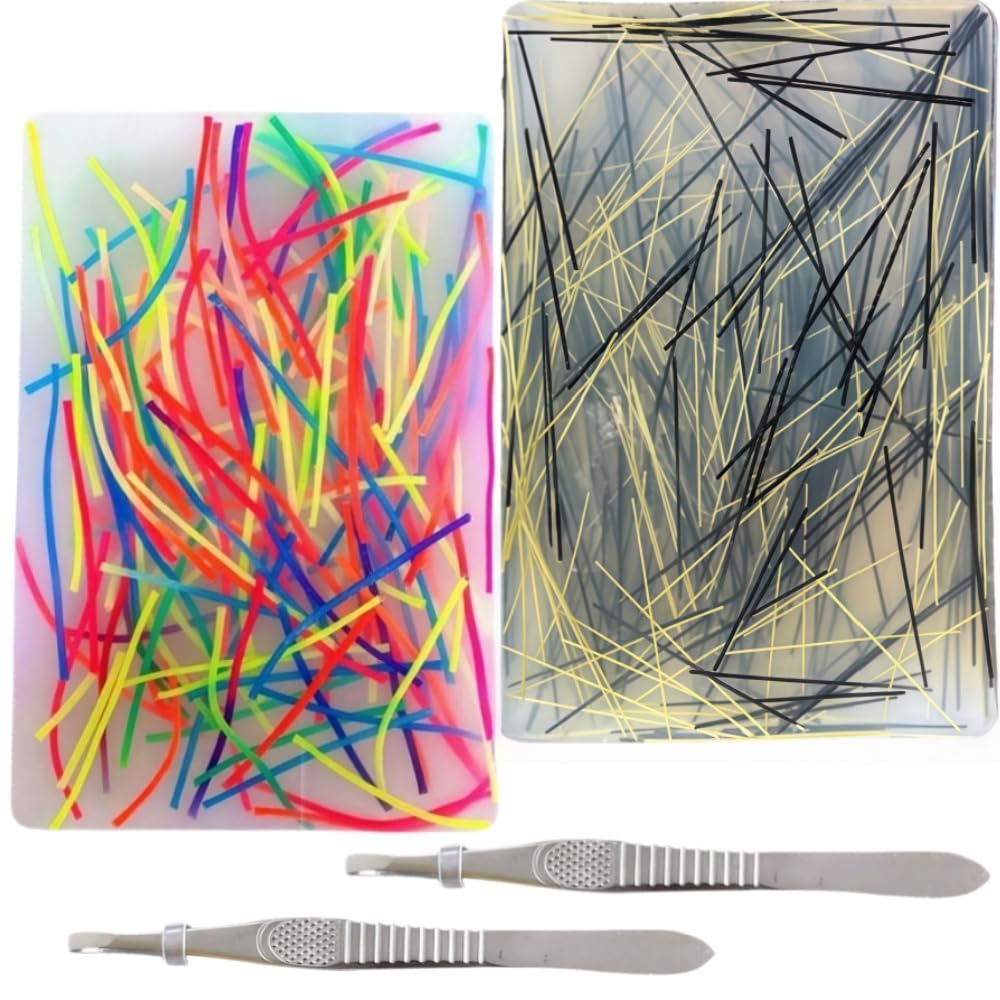 2Pcs Picky Pad Skin Picking Fidget Toys with Beads &Tweezer Silicone Sensory Toys Hair Picking Fidget for Release Anxiety Stress Relief for Trichotillomania Portable Fidget Pad for Travel (I)