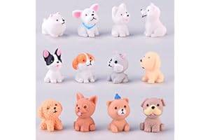LONCESS Fairy Garden Accessories, 12 Pcs Dog Miniature Figurines, Realistic Animals Dog for Fairy Garden, Miniature Terrarium Crafts,Ornament for Home Office, Cake Toppers，Car Decor，Tabletop Decor