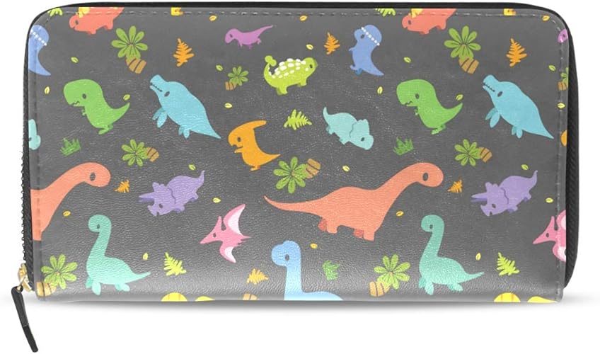 Amazon Uooya 財布 メンズ レディース 長財布 かわいい 恐竜 柔らかい Pu革 大容量 おしゃれ ファスナー財布 ウォレット マネークリップ カード12枚入れ 小銭入れ 通学 通勤 旅行 プレゼント用 財布