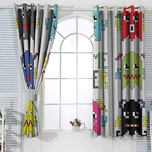 Cortinas para sala de estar de los 90 Pixel Robot Emoticones con signo