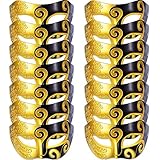 TecUnite 14 Pieces Unisex Retro Half Masquerade Masks Face Mask Venetian Mask for Fancy Dress Costume Party (Gold and Black)