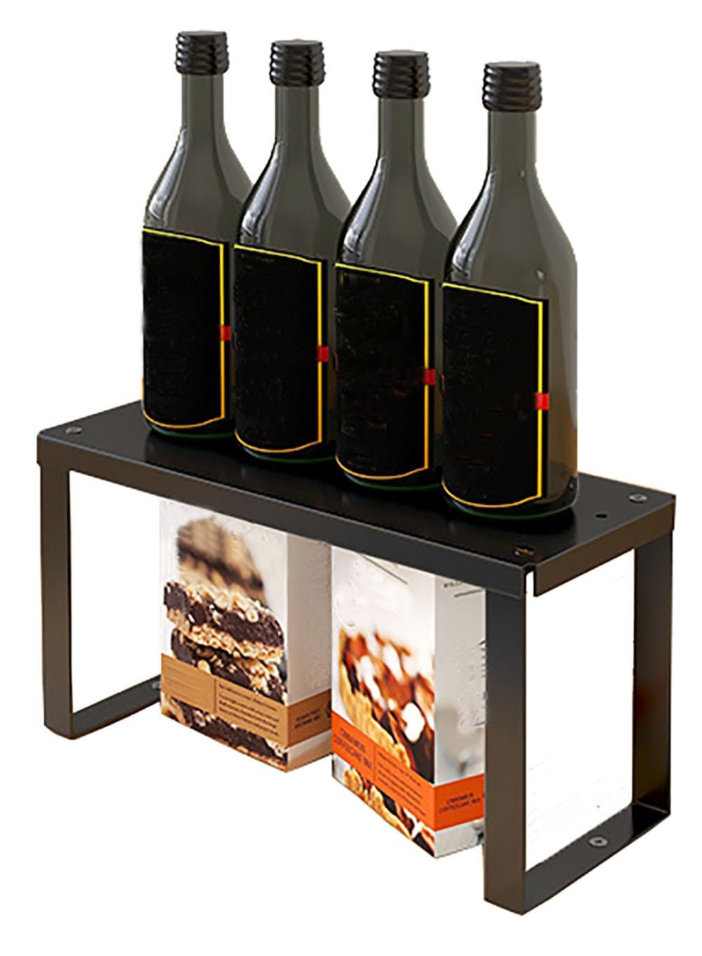 YunNasi Cupboard Shelf Stackable in Stainless Steel Kitchen Shelf Organiser for Kitchen Storage, Bathroom Storage, Makeup Organiser, Cupboard Organiser (1 piece, S:30x12x15cm)