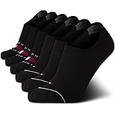 Tommy Hilfiger Mens No Show Socks - 6 Pack Cotton Blend Stretch Soft Cushioned Casual Athletic Sports Liners Low Cut Socks