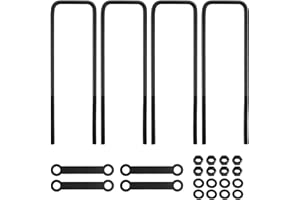 Racewill 16 inch Square Bend U-Bolt Kits, Heavy Duty Steel Square U-Bolts with 6 inch Tie Plates for Truck Chassis
