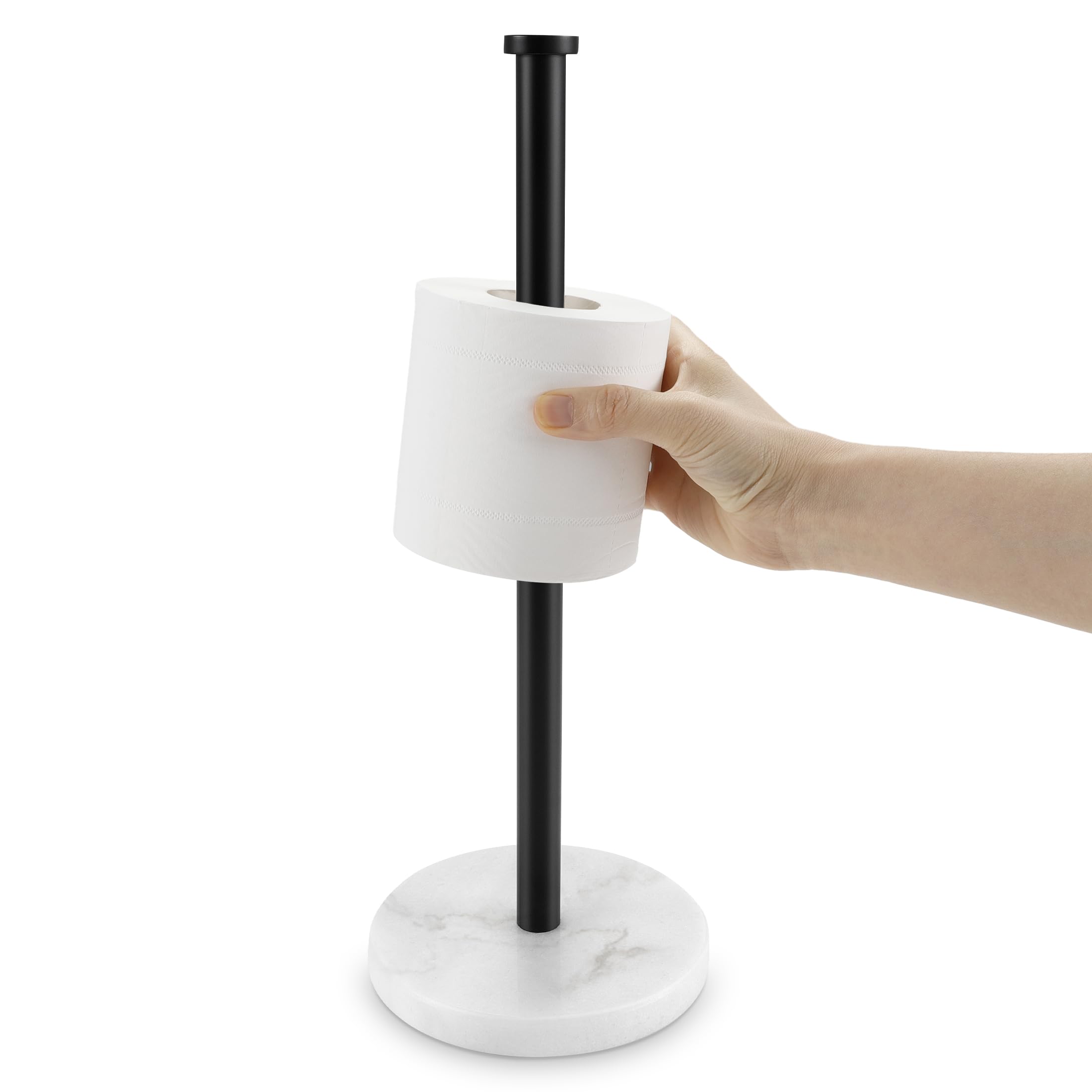 KES Black Toilet Roll Holder Free Standing Toilet Paper Holder with Heavy Marble Base, Bathroom Toilet Paper Stand for 3 Rolls Stainless Steel, BPS202S39-BK