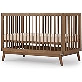 dadada Baby Soho 3-in-1 Convertible Wooden Crib to Toddler Bed - Made in Italy, GREENGUARD Gold Certified, Baby-Safe Finish, Handcrafted Beechwood, Modern Design, 3 Adjustable Heights (Walnut)