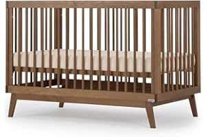 dadada Baby Soho 3 in 1 Convertible Wooden Crib to Toddler Bed - Made in Italy, GREENGUARD Gold Certified, Baby-Safe Finish, Sustainable Beech Wood, Modern Design, 3 Adjustable Heights (Walnut)