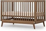 dadada Baby Soho 3-in-1 Convertible Wooden Crib to Toddler Bed - Made in Italy, GREENGUARD Gold Certified, Baby-Safe Finish, Handcrafted Beechwood, Modern Design, 3 Adjustable Heights (Walnut)