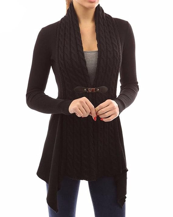 ABYOXI Damen Langarm Almgwand Asymmetrisch Strickjacke Pullover Sweatshirt Tops S-XL