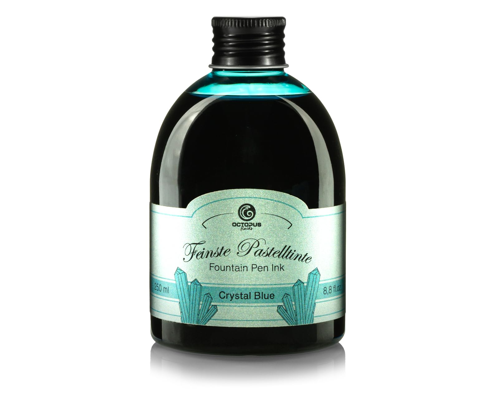 Octopus Fountain pen ink Pastel Blue Crystal Blue 250 ml, Calligraphy ink, Writing ink in practical 250 ml refill bottle