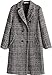 Face Dream Women Winter Plaid Overcoat Double Breasted Woolen Long Coat Grey