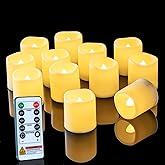 Homemory 400+ Hour Remote Control Candles, 2/4/6/8H Timer LED Votive Candles, Battery Operated Tea Lights in Warm White for Outdoor, Table, Halloween, Christmas (Batteries Included