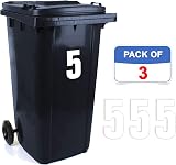 Sara Prints Pack of 3 White Number 5 Wheelie Bin Stickers 17 cm Self Adhesive view 2