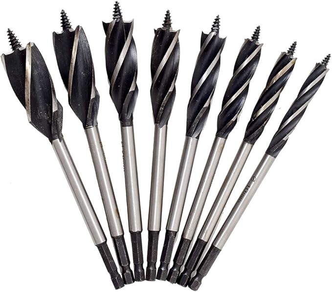 Woodworking Auger Drill Bit Sets, 8Pcs High Carbon Steel Wood Boring