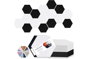 Mollywell Hexagon Acoustic Panels, High Density, Soundproofing, Decorative Noise Reduction Felt Wall Tiles for Ceilings, Home Office & Gaming Room (Black and White), 14x12x0.4 Inch