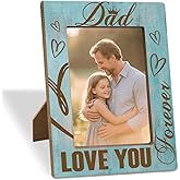 XHWLYN Wooden Photo Frame Dad Love You Forever Father’s Day Birthday Christmas Gift To Dad Heartfelt Table Decor For Home Office Unique Photo Frame Gift From Daughter Son 8X6 Inches
