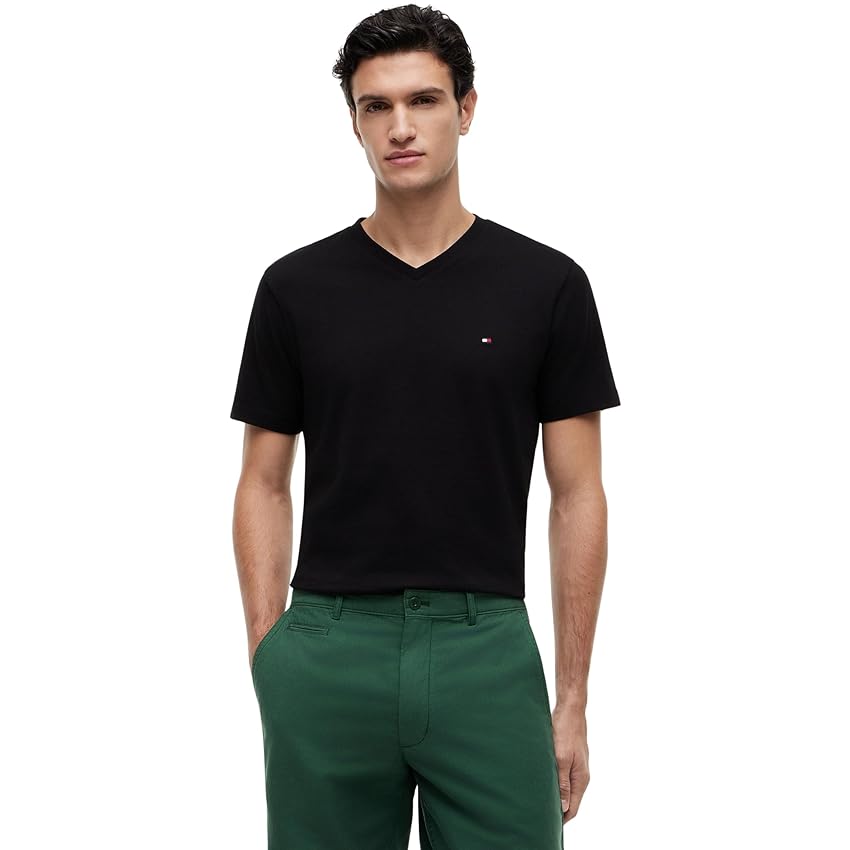 Tommy Hilfiger Uomo T-Shirt Maniche Corte Essential Tee con Scollo a V