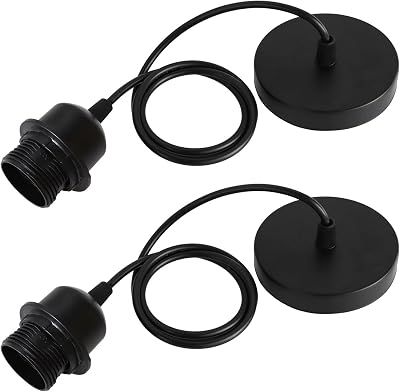 Caldarax 2 Pack E27 Pendant Light Fitting with 100cm Adjustable Cable Black