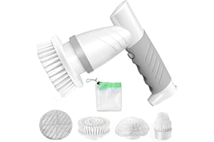 SZFIXEZ Electric Spin Scrubber, Cordless Electric Cleaning Brush for Bathroom Electric Spin Cleaner with 4 Replaceable Shower Cleaning Brush Heads for Wall, Stove, Tile, Bathtub, Toilet, Window
