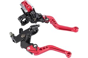 Master Cylinder Levers, Pair of 7/8"(22mm) Universal Motorcycle Brake & Clutch Master Cylinder Reservoir Levers (Red)