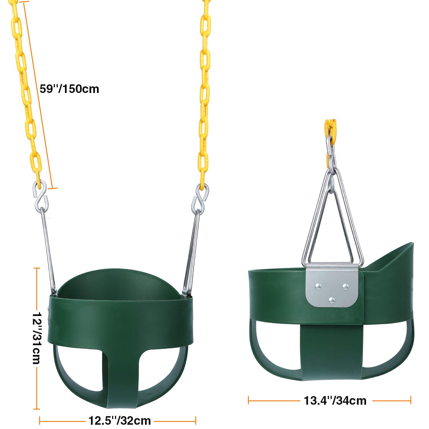 RedSwing High Back Full Bucket Swing with Heavy Duty Swing Seat Combo Pack (Triangle and Chain Dip), Tree Straps Included