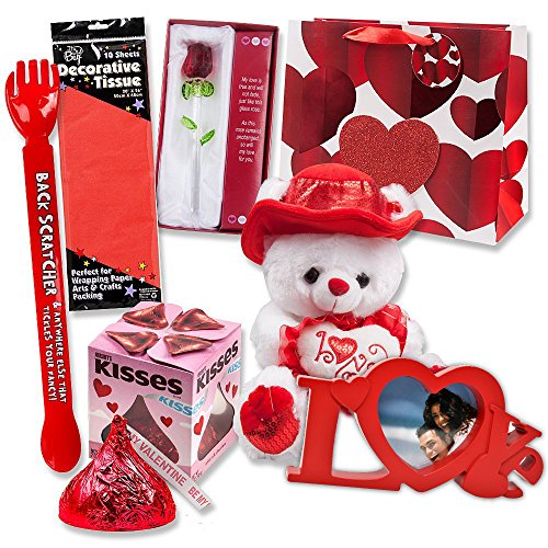 Valentines Gifts 7 Piece Bundle Set Includes Gift Bag, Love Picture Frame, 11