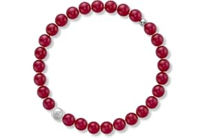 BOLDN – Women’s Beaded Bracelet with 6mm Lab-Grown Ruby & Stainless Steel – Handmade in Canada, Stretch Fit, Waterproof, Bold