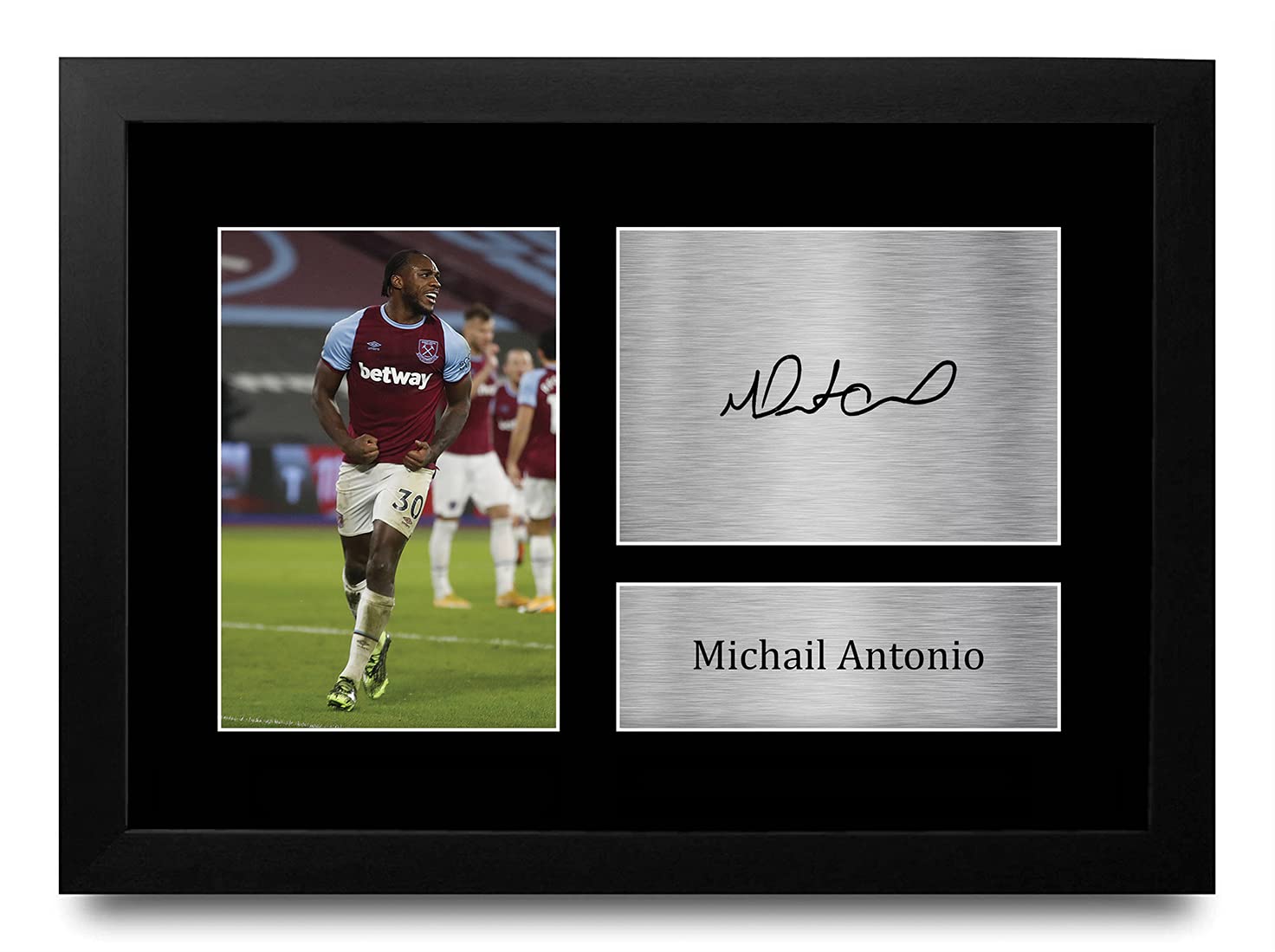 HWC Trading FR A4 Michail Antonio West Ham United Gifts Printed Signed Autograph Picture for Football Fans and Supporters - A4 Framed