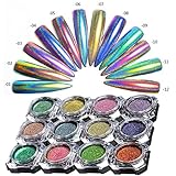 CHARMING MAY 0.2g Peacock Holographic Chameleon Nail Art Chrome Pigment Glitters Mirror Nail Powder(Peacock Holographic powder)