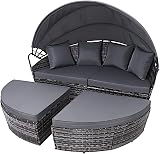 EVRE Bali 3 Piece Round Rattan Daybed Set with Extendable Canopy view 2