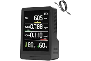 MXY Air Quality Monitor, Professional & Accurate CO2, TVOC, HCHO, Humidity& Temperature Particle Counter, for Home, Office, School, Hotel, Car