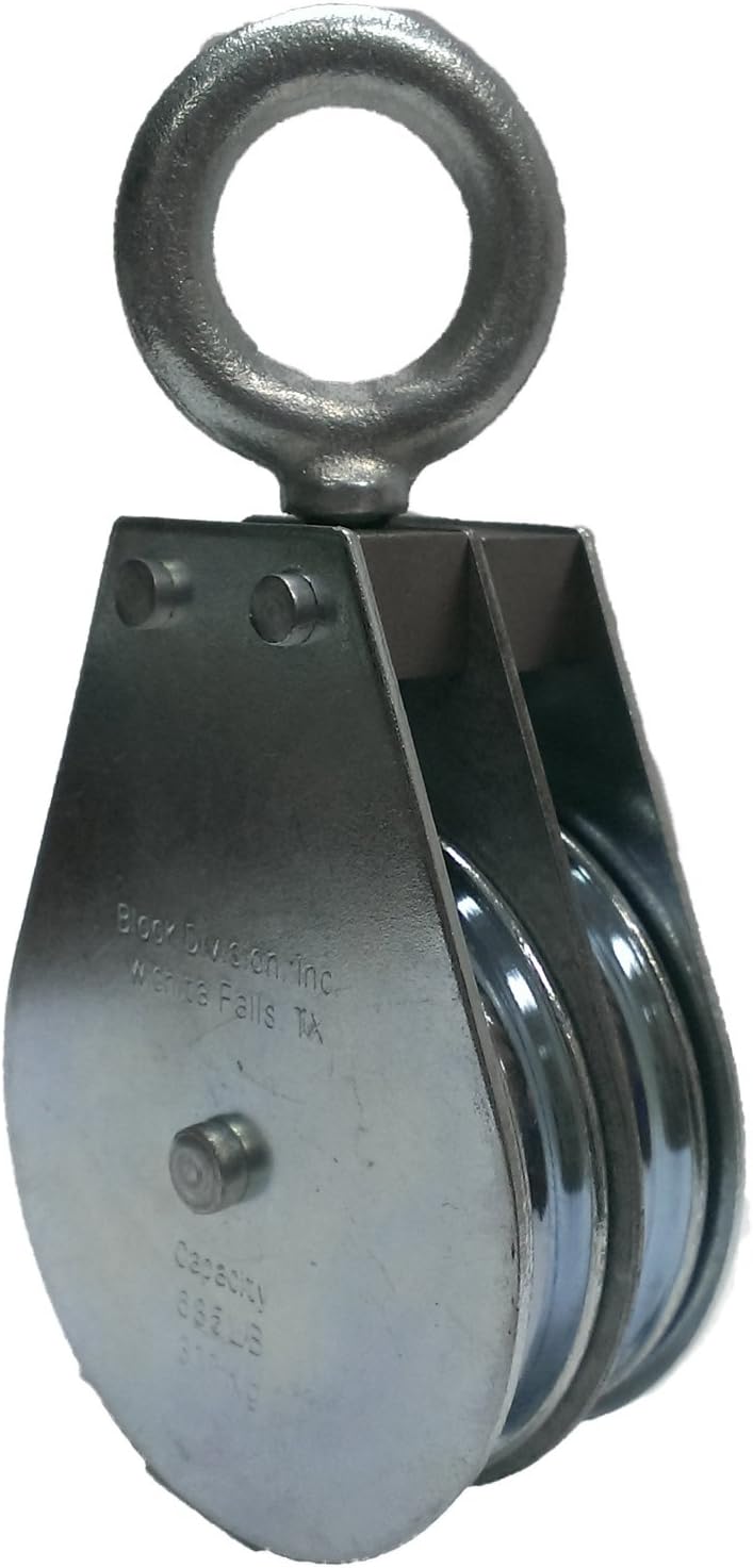 Swivel Eye Double Sheave Block (1/4" Cable x 3" Diameter)