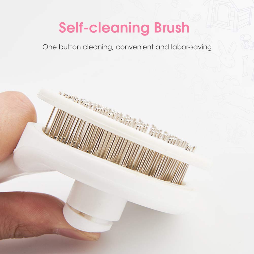 Dog Brush Cat Brush Dog Grooming Brushes Dog Hair Brush with Rounded Pin Comfortable Self Cleaning Pet Brush for Dogs and Cats with Long or Short Hair Blood Circulation Massage Skin-Friendly Pink