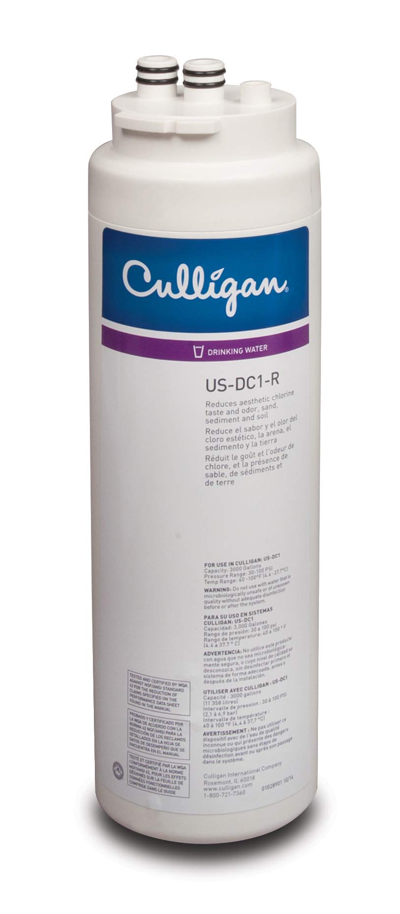 Photo 1 of CULLIGAN US-DC1-R Under Sink Direct Connect Drinking Water System Replacement UsDc1 WTR Cartridge , White