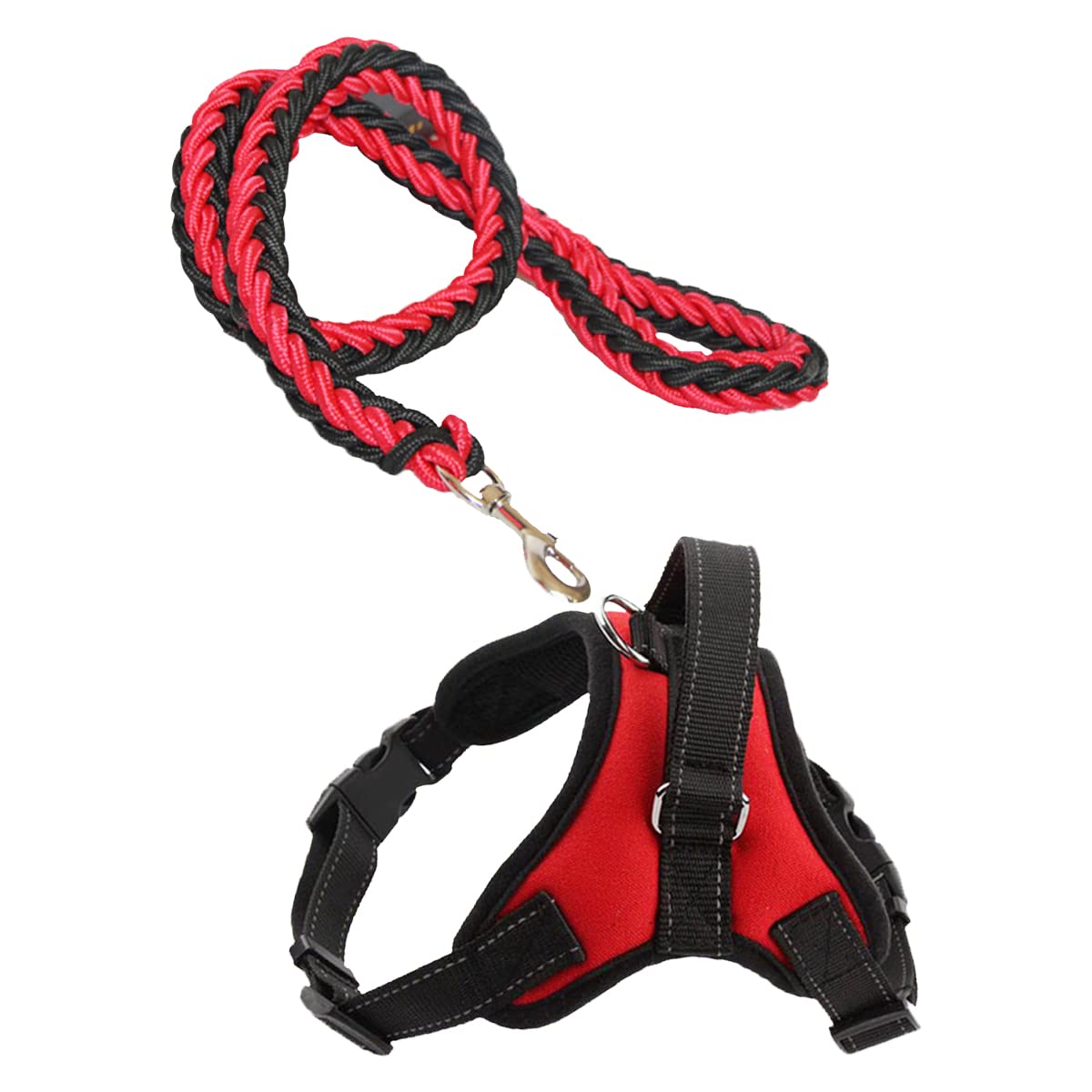 Medium Small Dog Harness and Lead Set No Pull Adjustable Dog Harness with 130cm Dog Leash Soft Breathable Dog Harness for Outdoor Walking Training (Medium)