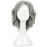 karlery Old Lady Gray Wavy Wig Natural Looking Daily Halloween Cosplay Party Wig