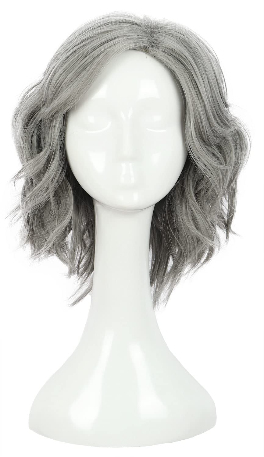 Karlery Old Lady Gray Wavy Wig Natural Looking Daily Halloween Cosplay Party Wig — image 1