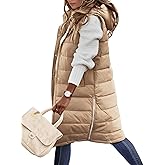 HEEKPEK Womens Puffer Vest Winter Hooded Sleeveless Zip Up Long Puffy Jacket Warm Thick Quilted Coats with Pockets