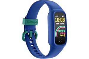 BIGGERFIVE Vigor 2 L Kids Fitness Tracker Watch for Boys Girls Ages 5-15, Activity Tracker, Heart Rate Sleep Monitor, IP68 Waterproof, Pedometer, Calorie Step Counter Watch, Blue