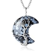 XIANNVXI Necklaces for Women Crescent Moon Pendant Necklace Tree of Life Wire Wrapped Crystal Necklaces Natural Gemstone Quartz Jewelry for Women