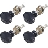 CashBeat 4Pcs Ukulele Tuning Pegs, Black Metal Machine Heads Tuners | Includes Plastic Buttons and Mounting Screws, Replacement Set for Soprano, Concert, and Tenor Ukulele