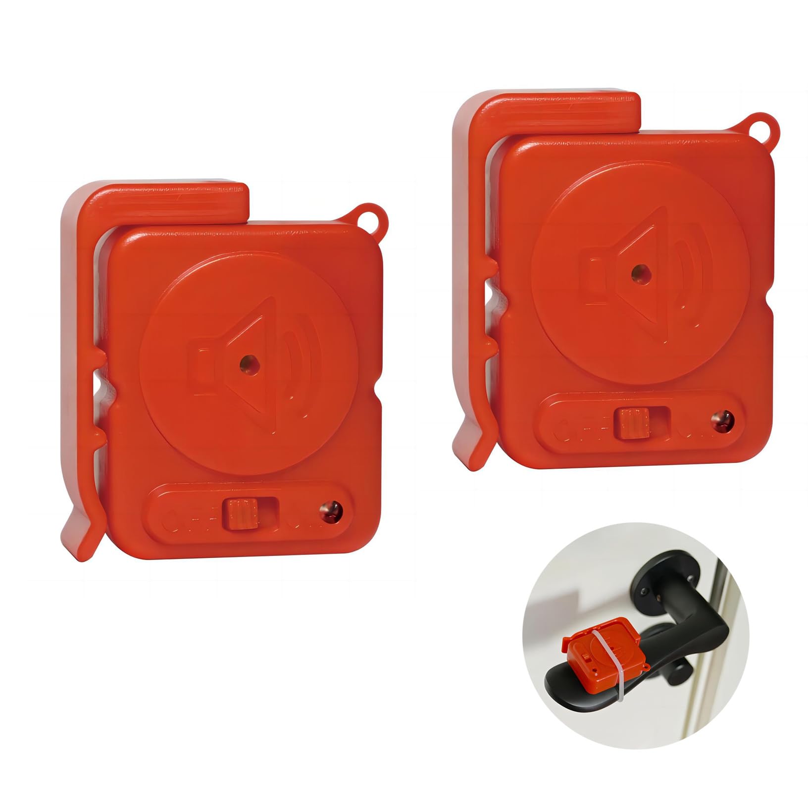 Mengshen 2 Pack Door Knob Alarm, Small Size 120 dB Loud Door Window Open Vibration Sensor Detection Alert Siren Anti-theft Burglar Protection for Home Apartment Hotel Travel (Red)