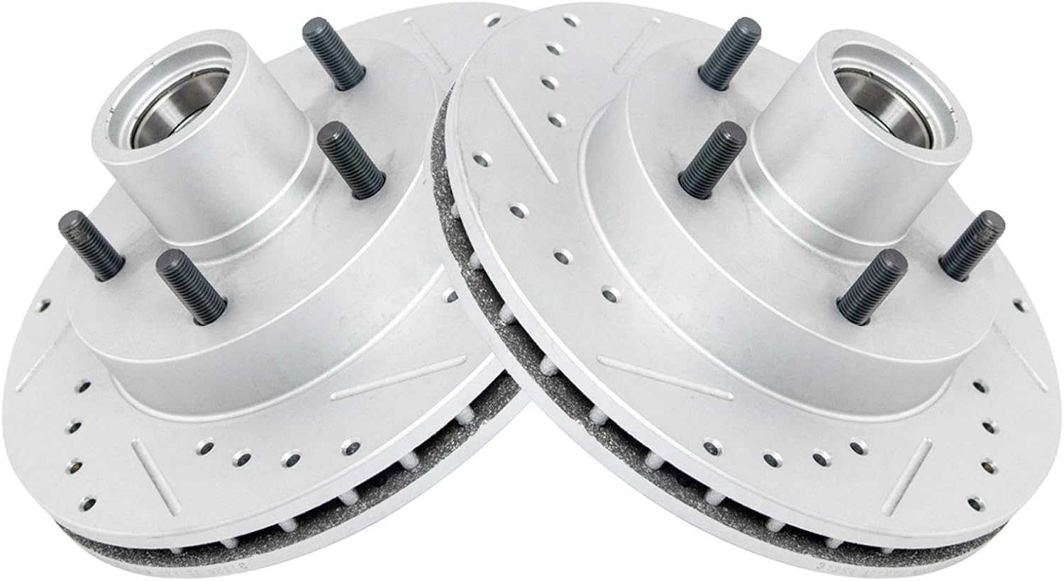 TRQ Front Performance Brake Rotor Drilled Slotted Pair Set